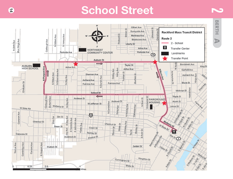 RMTD - Route 2 - School Street - Map