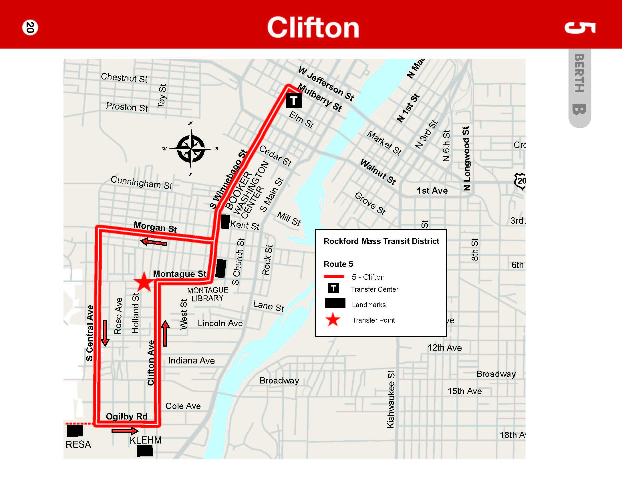 RMTD - Route 5 - Clifton - Map