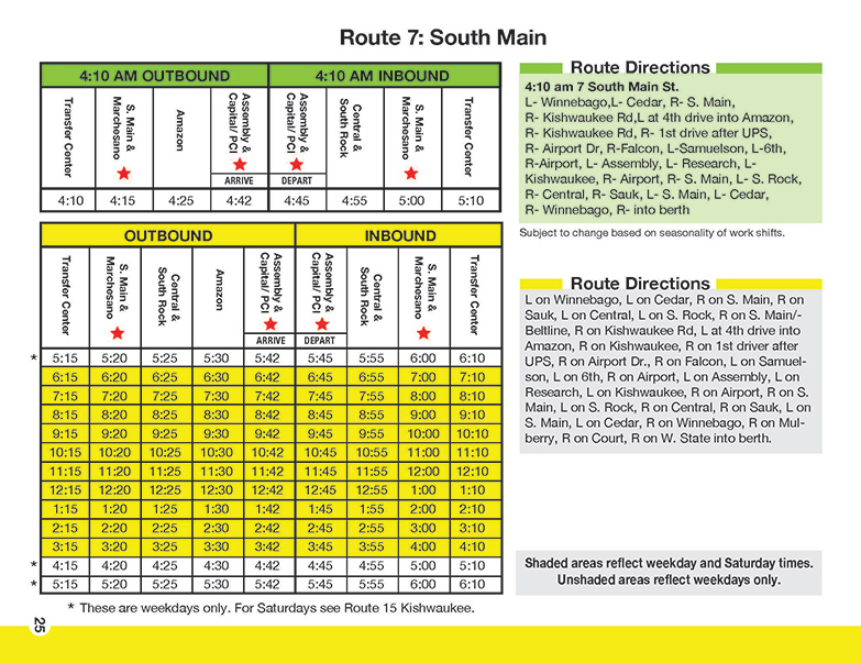 RMTD - Route 7 - South Main - Schedule