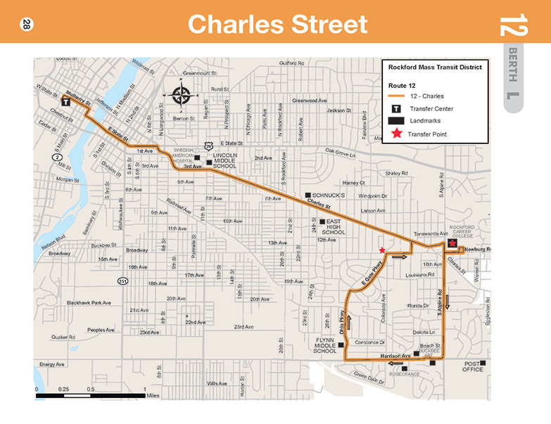 RMTD - Route 12 - Charles Street - Map