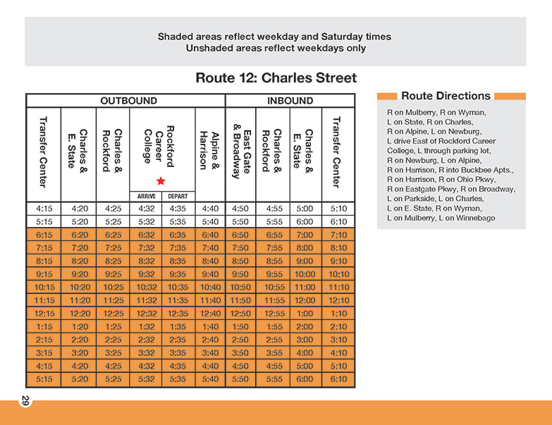 RMTD - Route 12 - Charles Street - Schedule
