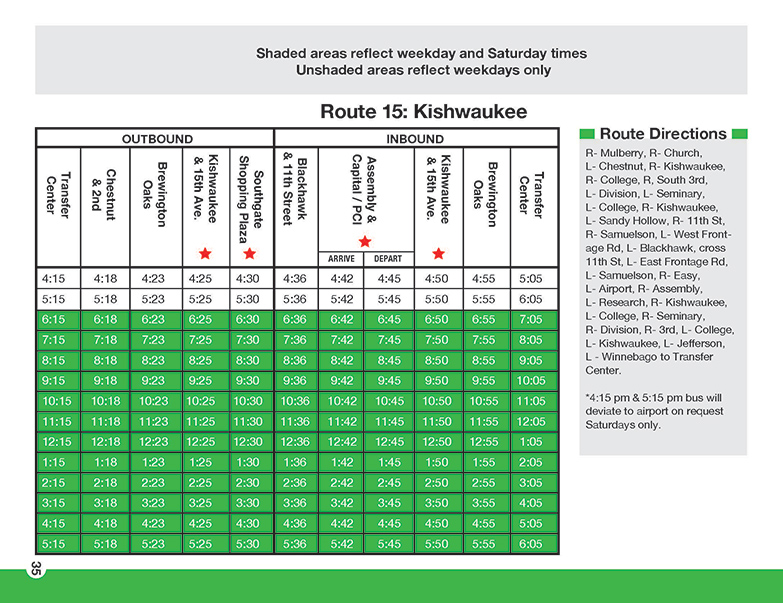 RMTD - Route 14 - Kishwaukee - Schedule