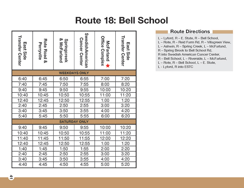 RMTD - Route 18 - Bell School - Schedule