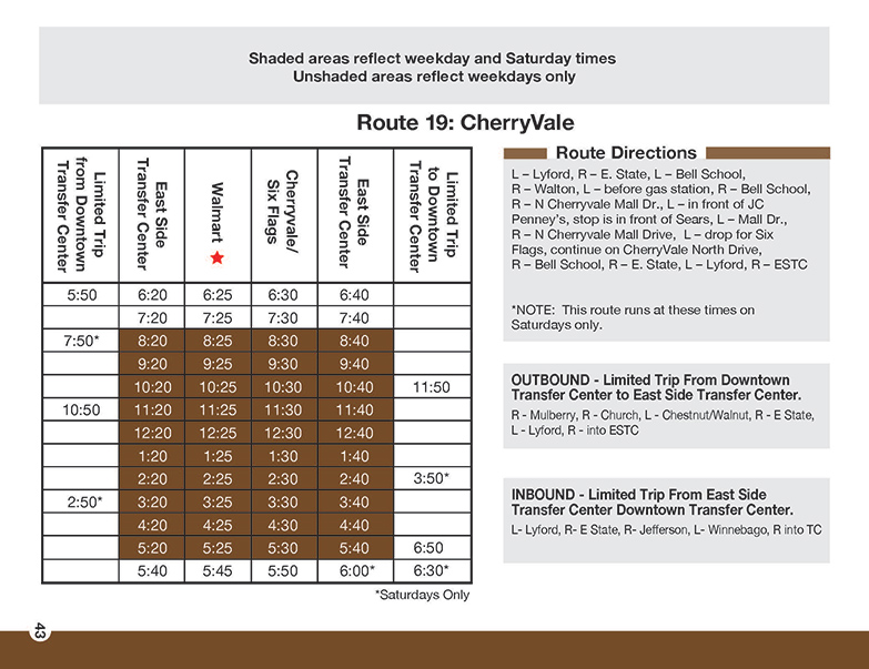 RMTD - Route 19 - CherryVale - Schedule