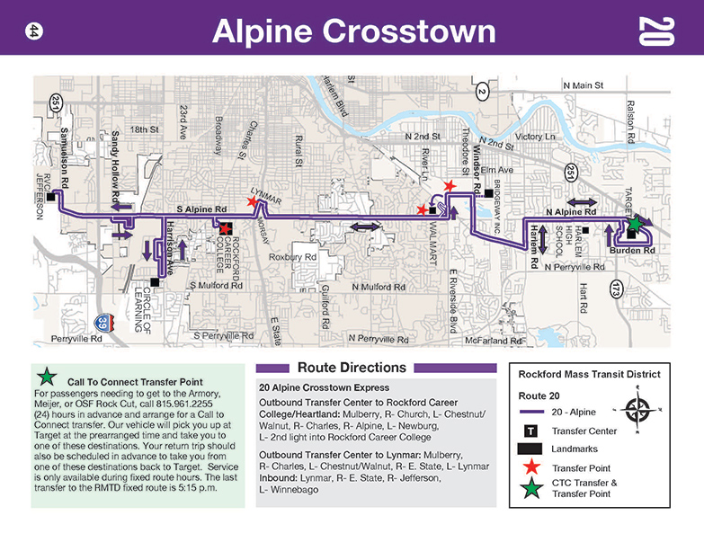 RMTD - Route 20 - Alpine Crosstown - Map