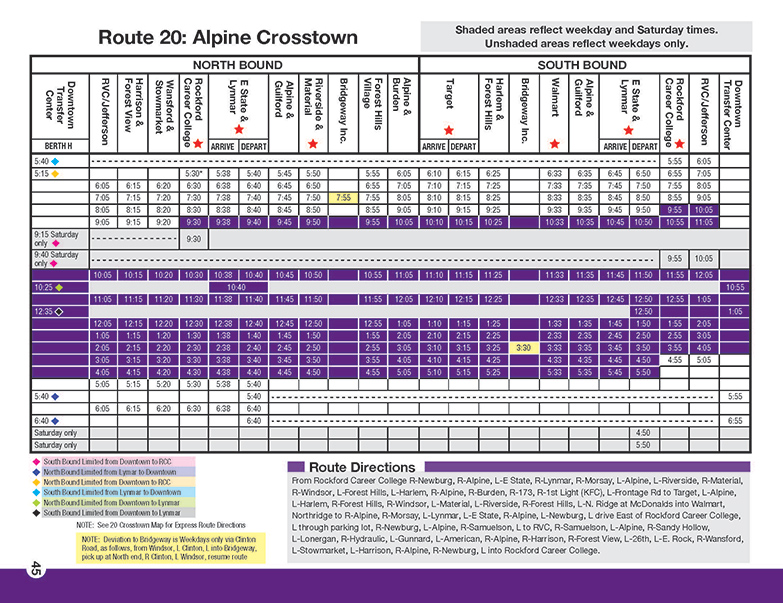RMTD - Route 20 - Alpine Crosstown - Schedule