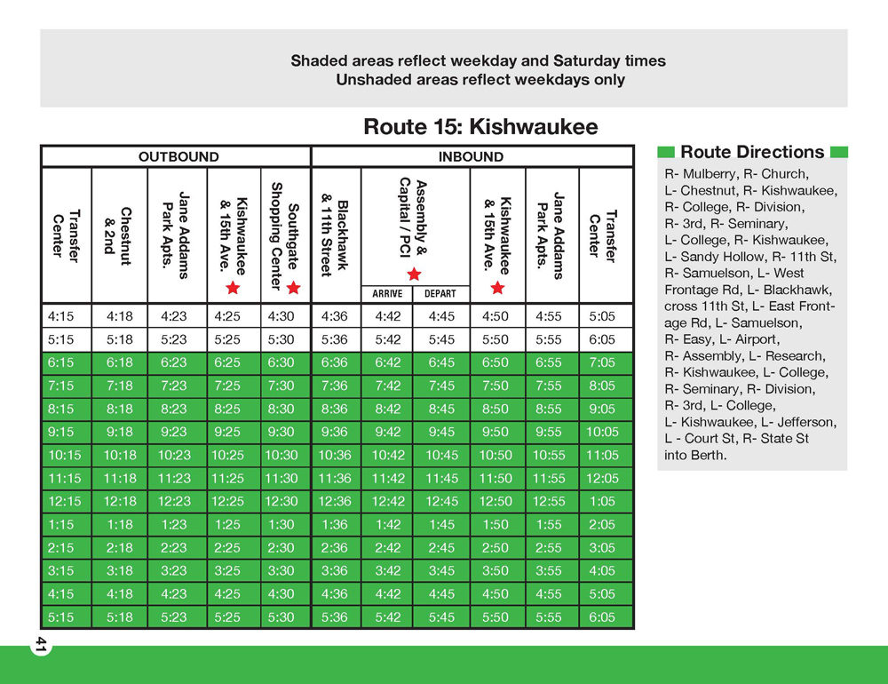 RMTD - Route 14 - Kishwaukee - Schedule